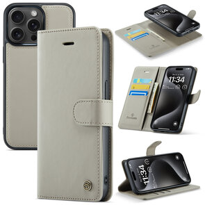 iPhone 15 Pro - 2 in 1 Book Case - Smoke Gray