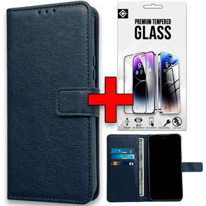 iPhone 16e - Book Case &amp; Glas - Blauw