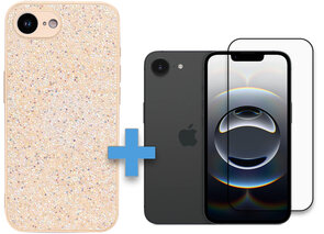 iPhone 16E - Diamant Glitter &amp; Full Glass - Goud