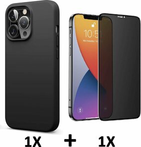 iPhone 13 Pro - Back Cover &amp; Privacy Glas - Zwart