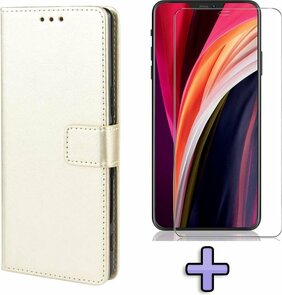 iPhone 12 Pro Max - Book Case &amp; Glas - Goud