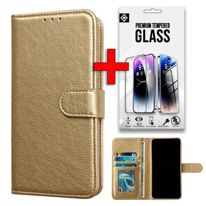 iPhone 16 - Book Case &amp; Glas - Goud