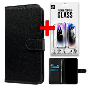 iPhone 16e - Book Case &amp; Glas - Zwart