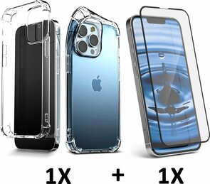 iPhone 13 Pro Max - Extra Stevig Anti Shock &amp; Full Glas - Transparant
