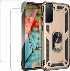 Samsung S21 Goud - Armor met Kickstand Ring &amp; 2X Glas