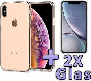 iPhone X-XS - Back Cover &amp; 2X Glas - Transparant