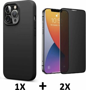 iPhone 13 Pro - Back Cover &amp; 2X Privacy Glas - Zwart
