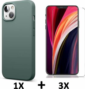 iPhone 13 - Back Cover &amp; 3x Glas - Groen