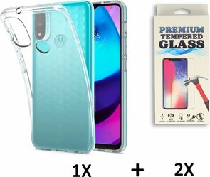 Moto E20 - Back Cover &amp; 2x Glas - Transparant