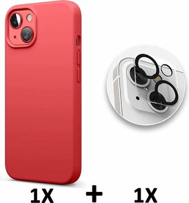 iPhone 13 Mini - Back Cover &amp; Camera Lens Glas - Rood