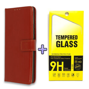 iPhone 12 Pro Max - Book Case &amp; Glas - Bruin
