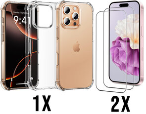iPhone 16 Pro - Anti Shock &amp; 2X Glas - Transparant