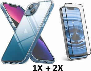 iPhone 13 - Back Cover &amp; 2X Full Glas - Transparant