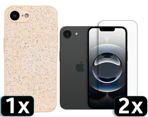iPhone 16E - Diamant Glitter &amp; 2x Glas - Goud
