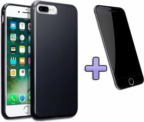 iPhone 7-8 Plus - Back Cover &amp; Glas - Zwart