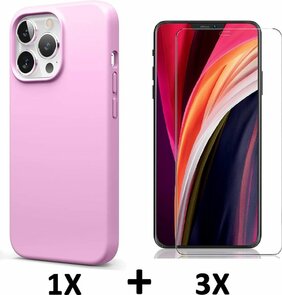 iPhone 13 Pro - Back Cover &amp; 3X Glas - Roze