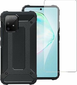 S10 Lite - Armor Back Cover &amp; Glas - Zwart