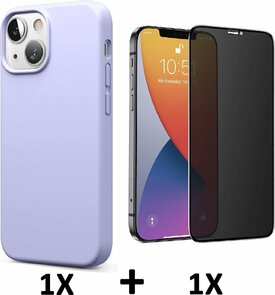 iPhone 13 - Back Cover &amp; Privacy Glas - Paars