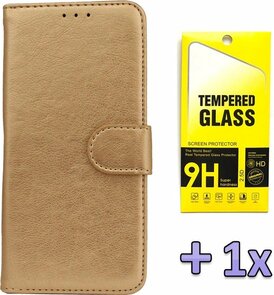 iPhone 12 Mini - HQ Book Case &amp; Glas - Goud