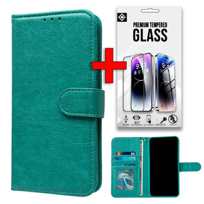 iPhone 16 - Book Case &amp; Glas - Turquoise