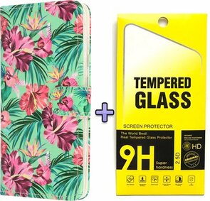 S21 Plus - Book Case - Tropische Bloemen &amp; Glas