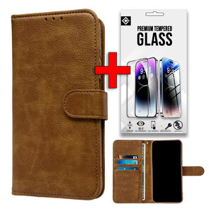 iPhone 16e - Book Case &amp; Glas - Bruin