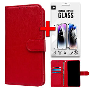 iPhone 16e - Book Case &amp; Glas - Rood
