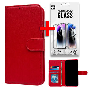 iPhone 16 Plus - Book Case &amp; Glas - Rood