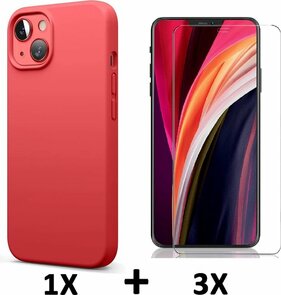 iPhone 13 Mini - Back Cover &amp; 3x Glas - Rood