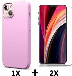 iPhone 13 Mini - Back Cover &amp; 2X Glas - Roze