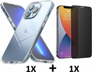 iPhone 13 Pro - Back Cover &amp; Privacy Glas - Transparant