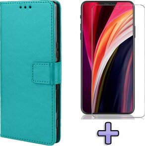 iPhone 12 Pro Max - Book Case &amp; Glas - Turquoise