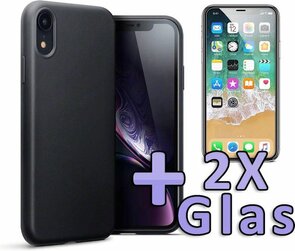 iPhone XR - Back Cover &amp; 2X Glas - Zwart