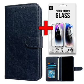 iPhone 16e - Blauw - Luxe Book Case &amp; GlaS