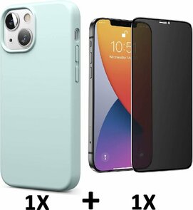 iPhone 13 - Back Cover &amp; Privacy Glas - Turquoise