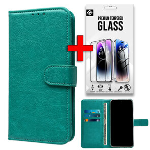 iPhone 16e - Book Case &amp; Glas - Turquoise