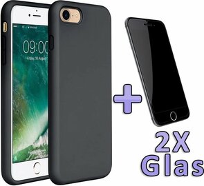 iPhone 7-8 - Back Cover &amp; 2X Glas - Zwart