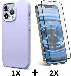iPhone 13 Pro Max - Back Cover &amp; 2X Full Glas - Paars