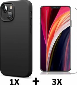 iPhone 13 - Back Cover &amp; 3X Glas - Zwart