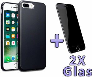 iPhone 7-8 Plus - Back Cover &amp; 2X Glas - Zwart