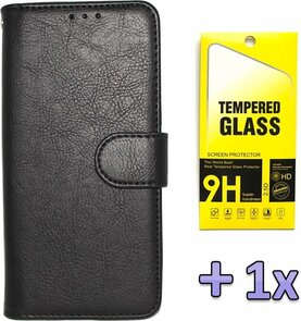 iPhone 12 Pro Max - HQ Book Case &amp; Glas - Zwart