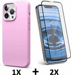 iPhone 13 Pro - Back Cover &amp; 2X Full Glas - Roze
