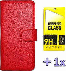 iPhone 12 Pro Max - HQ Book Case &amp; Glas - Rood