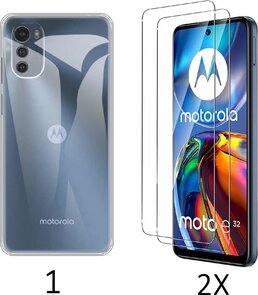 Moto E32 &amp; E32S - Back Cover &amp; 2x Glas - Transparant