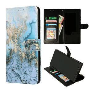 iPhone 16e - Marmer Blauw - Book Case