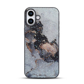 iPhone 16 Plus - Diamant Marmer Glitter - Grijs