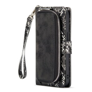 iPhone 13 Mini - Zwart - 2 in 1 Slangen Portemonnee Book Case met Rits