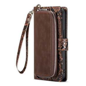 iPhone 13 Mini - Bruin - 2 in 1 Slangen Portemonnee Book Case met Rits