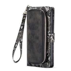 iPhone 13 Pro - Zwart - 2 in 1 Slangen Portemonnee Book Case met Rits
