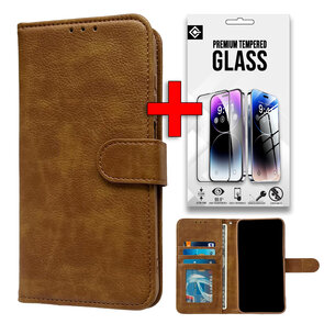 iPhone 16 - Book Case &amp; Glas - Bruin